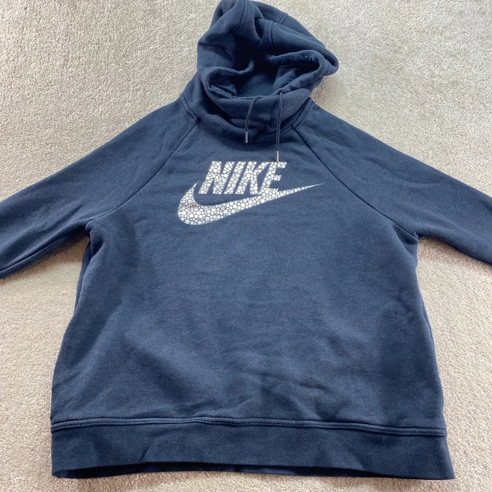 Nike Sweatshirt Mens Size Large Black Graphic‎ Logo Hoodie Pullover